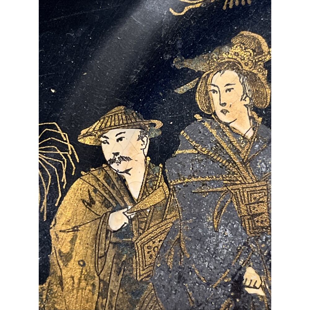 Antique Chinese decorated lacquered footed Wooden plate Mid 19th century - Picture 5 of 8